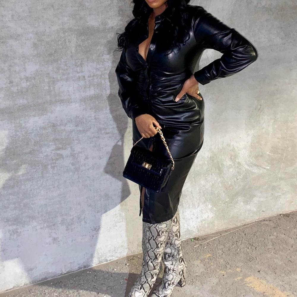 Faux Leather MIDI dress